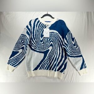 Aelfric Eden Blue Swirl Crew Neck Sweater M Unisex NEW